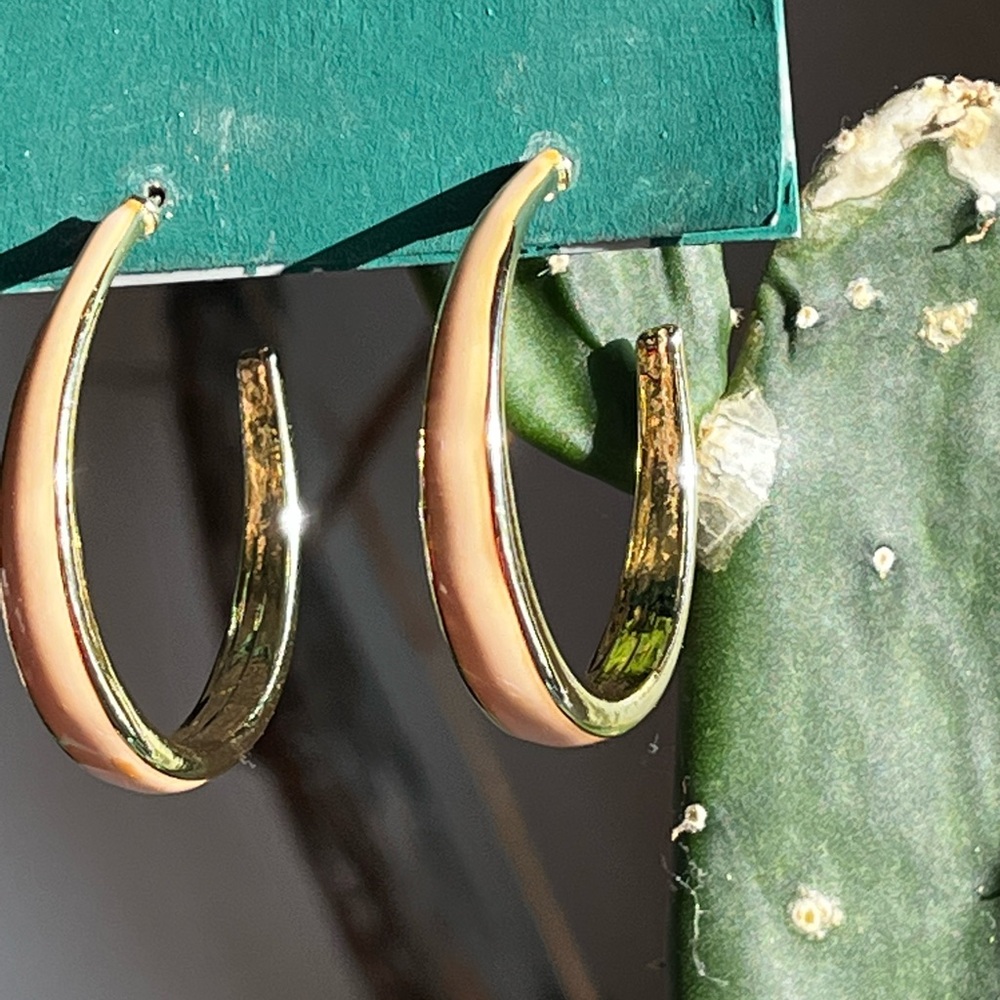 Peach and Gold Hoop Earrings